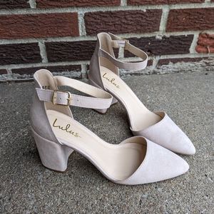 NWOT Lulus Ellarose Light Nude Suede Ankle Strap Heels